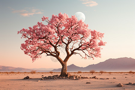 沙漠里的植物树木背景图片