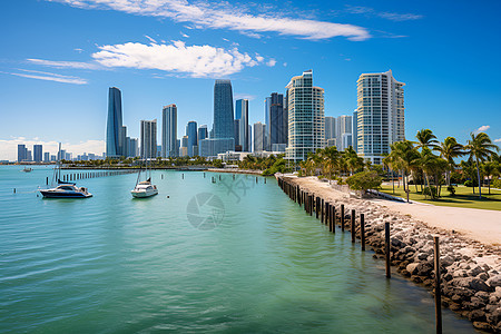 海边的城市高楼建筑图片