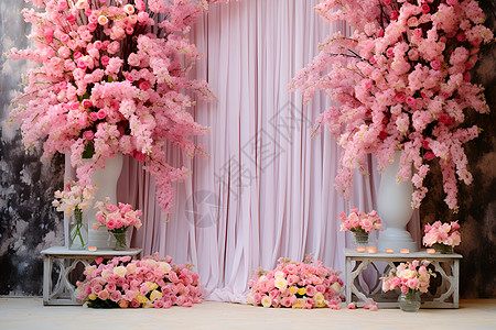 舞台设计婚礼上浪漫的花墙设计背景