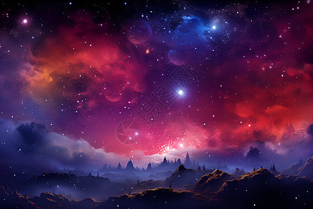 户外神奇的银河星空图片