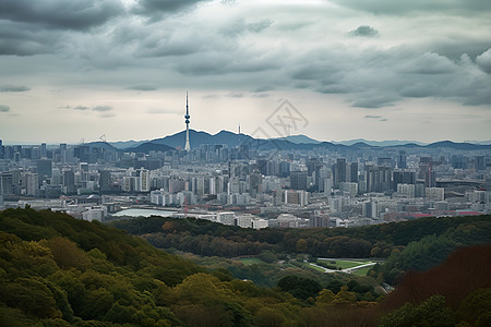 云中都市背景图片