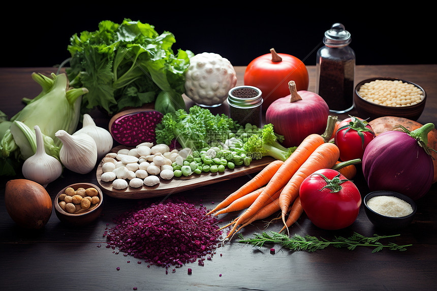 健康的调味料和蔬菜图片
