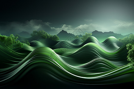 流动的绿色波浪图片
