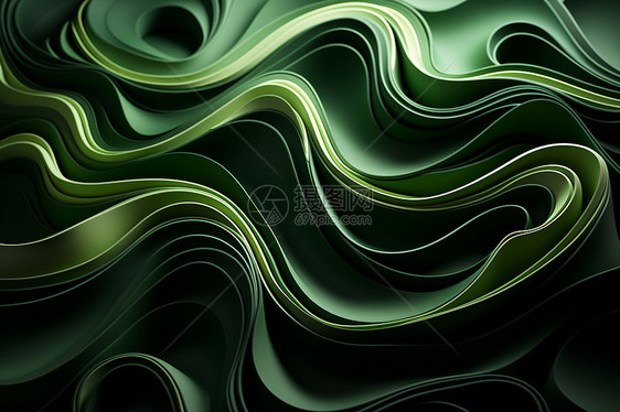 梦幻绿色的海浪背景图片