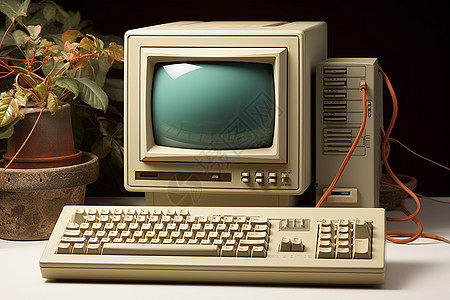 科技显示器怀旧科技绿屏电脑背景
