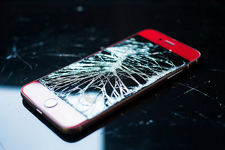 手机平面素材桌面上屏幕碎裂的手机背景