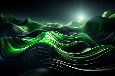 流动的绿色浪潮图片