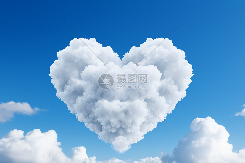 天空中漂浮的心形云图片