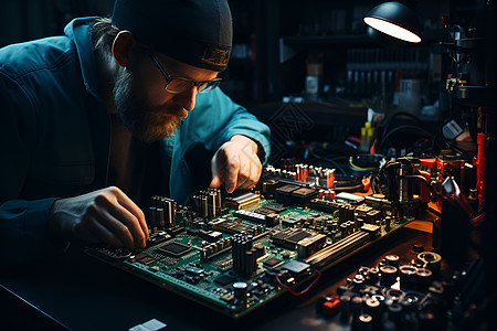 维修机械硬盘的技术人员图片