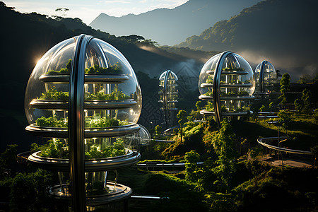 绿色能源的科幻城市概念图图片