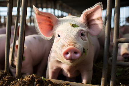 农业养殖场中的猪群图片
