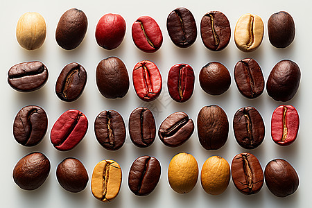 品种多样的咖啡豆高清图片