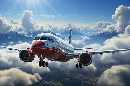 空中飞行的客运飞机背景图片