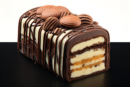 美味诱人的巧克力奶油蛋糕背景图片
