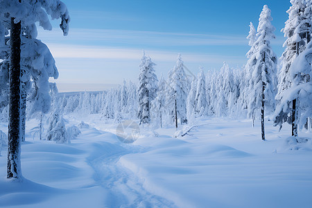 白雪背景冬季白雪覆盖的山林景观背景