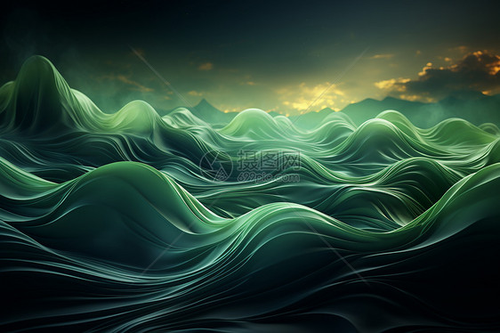 夜幕下的绘画海水中的波浪与星空交相辉映图片