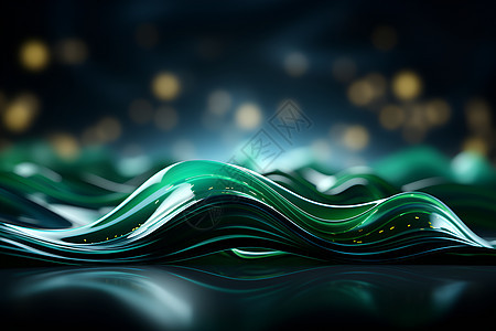 奇幻绿光的绿色波浪图片