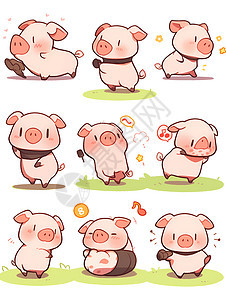 卡通风格的小猪插图图片