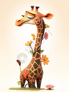 卡通风格的长颈鹿背景图片