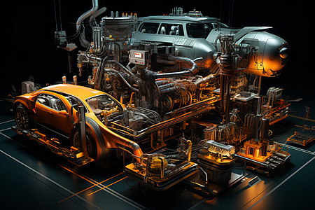 高精度汽车发动机的生产工厂图片