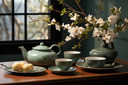 宁静雅致的品茶文化背景图片