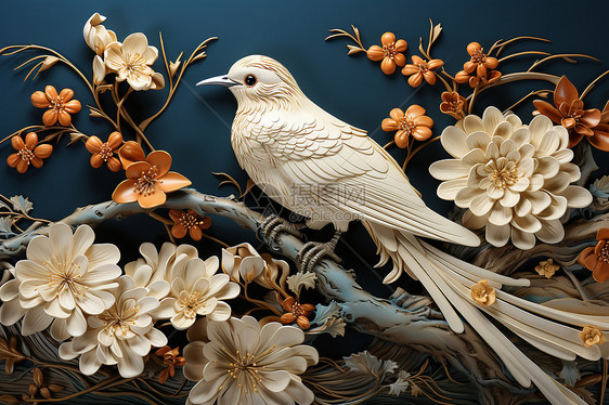 鸟类和花卉元素图片