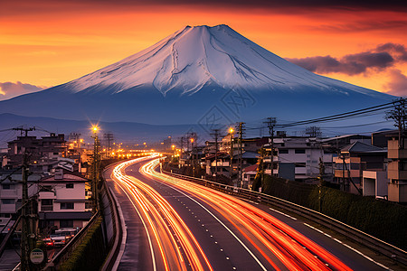 夜晚的富士山图片