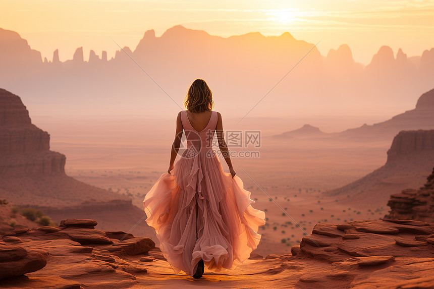 沙漠中的女子图片
