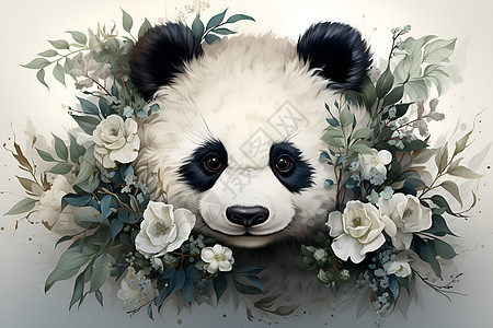 熊猫和花朵图片
