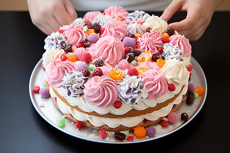 甜蜜的蛋糕裱花蛋糕高清图片