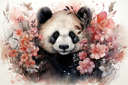 可爱的熊猫框架绘画背景图片