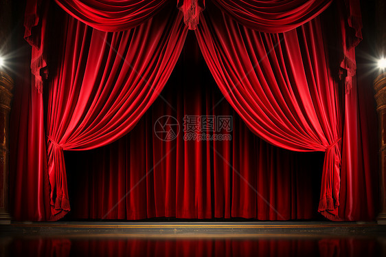 舞台上的红色幕布图片