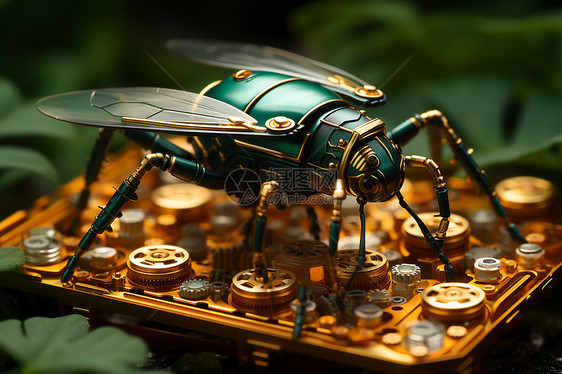电子元件上的机械甲虫图片