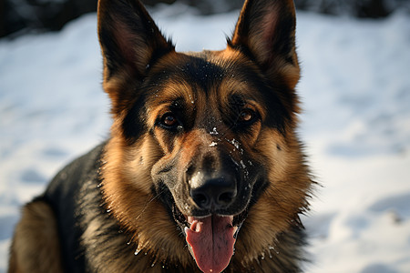 雪地上的牧羊犬图片