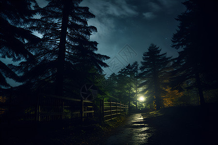 夜景下的漆黑小路图片