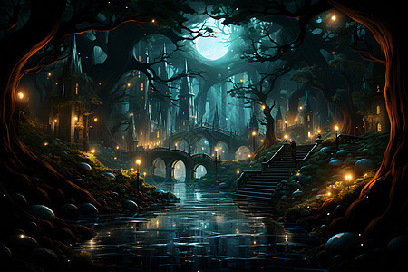 仙境之夜背景图片