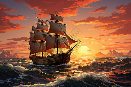 大海上的帆船图片