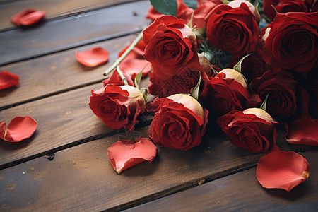 红玫瑰花瓣背景图片