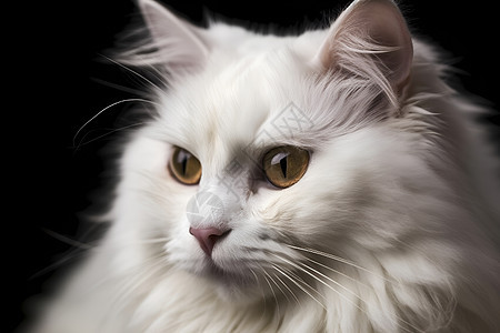 一只白色长毛猫图片