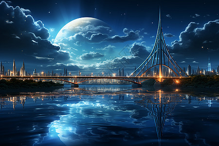 月光照耀下一座桥图片