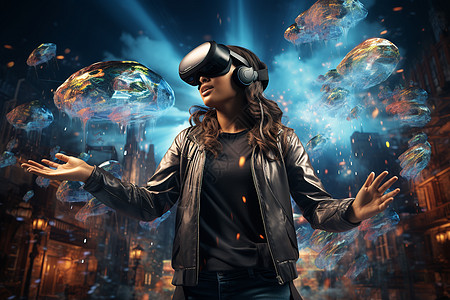 虚拟现实科技的VR眼镜背景图片