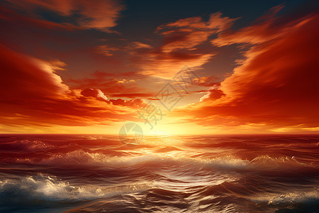 夕阳下的海洋背景图片