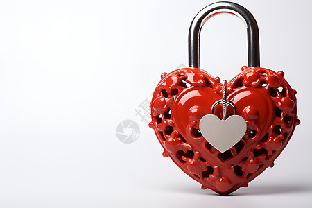 红色的爱心挂锁背景图片