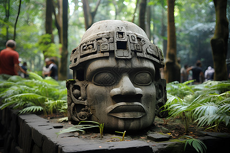 森林中的青铜雕像背景图片
