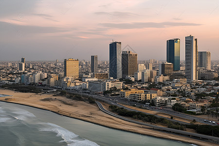 沿海城市的天际线景观图片
