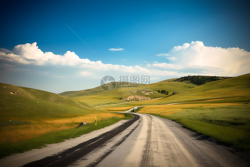 青山绿水蓝天白云的美丽景观图片