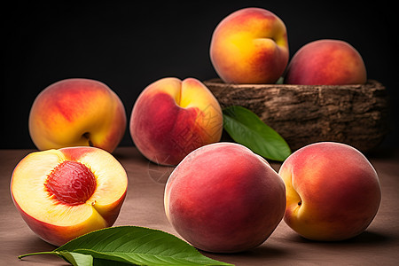 美味多汁的桃子背景图片