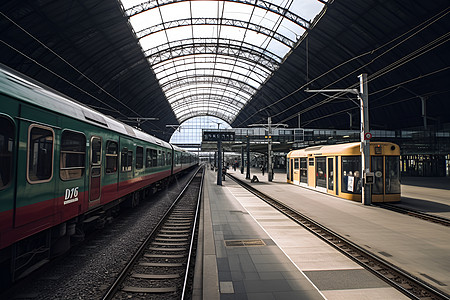 火车站中的列车背景图片