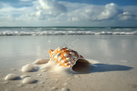 沙滩上的海螺背景图片