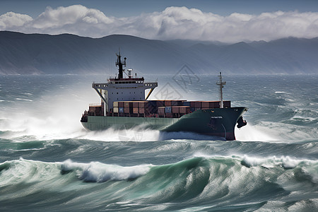 浩瀚海洋上行驶的轮船背景图片